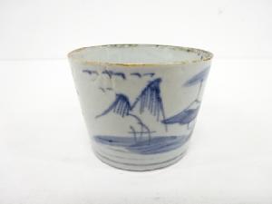 古伊万里　染付　柳山水蕎麦猪口